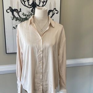 Vici Light Beige Satin-Look Blouse